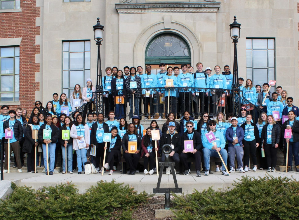 engineering ambassadors group photo in front of castleman