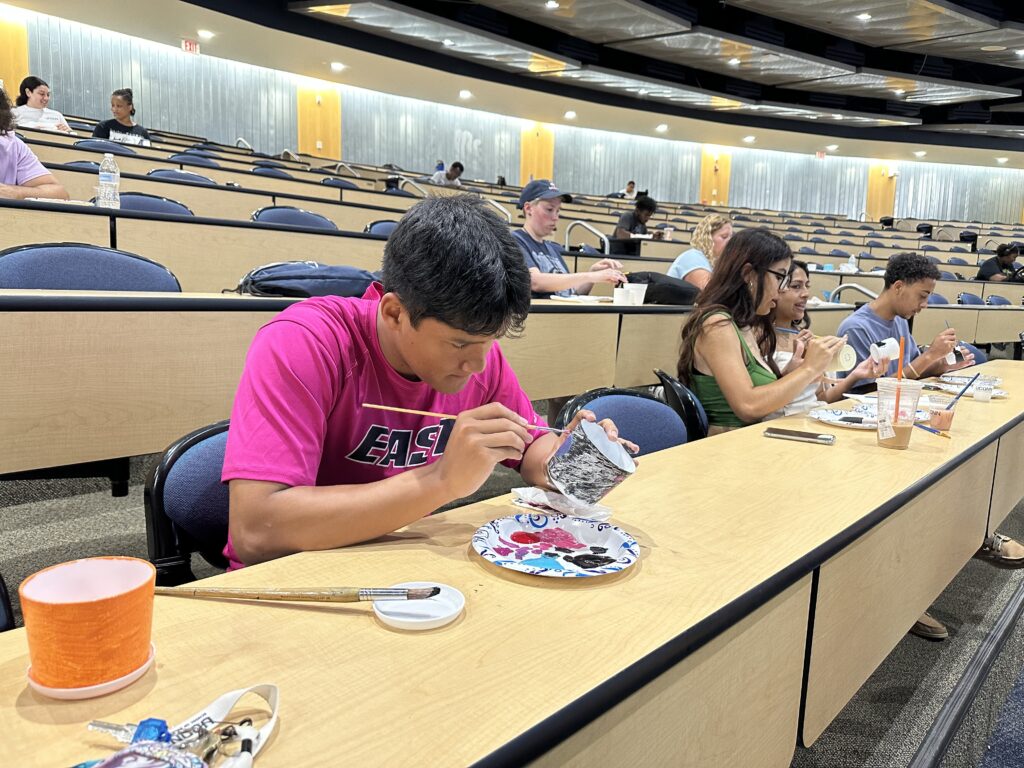 bridge students painting ornaments